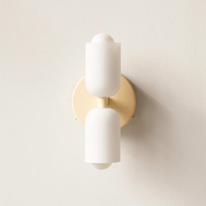 Iron & Glass Sconce Dual-Light Fixture for Bedroom Hallway Bathroom Parisian-Inspired Accent 10 in Tall E14 Socket 6 Finishes