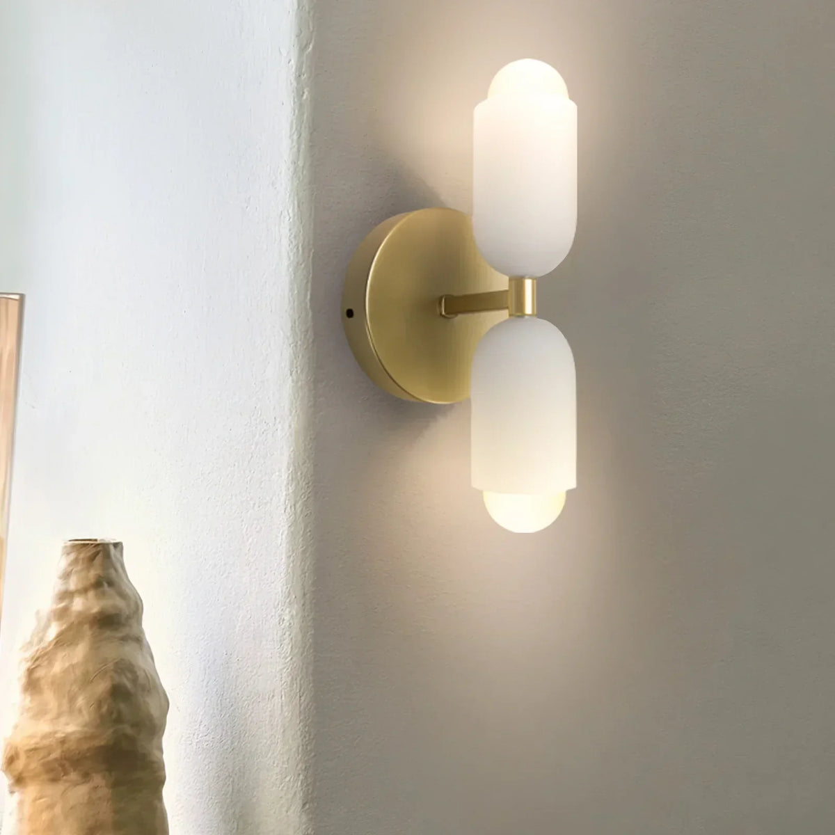 Iron & Glass Sconce Dual-Light Fixture for Bedroom Hallway Bathroom Parisian-Inspired Accent 10 in Tall E14 Socket 6 Finishes