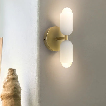 Iron & Glass Sconce Dual-Light Fixture for Bedroom Hallway Bathroom Parisian-Inspired Accent 10 in Tall E14 Socket 6 Finishes