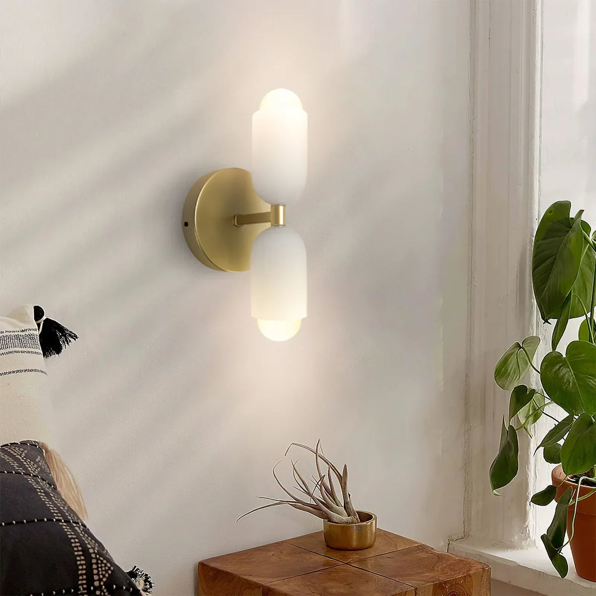 Iron & Glass Sconce Dual-Light Fixture for Bedroom Hallway Bathroom Parisian-Inspired Accent 10 in Tall E14 Socket 6 Finishes