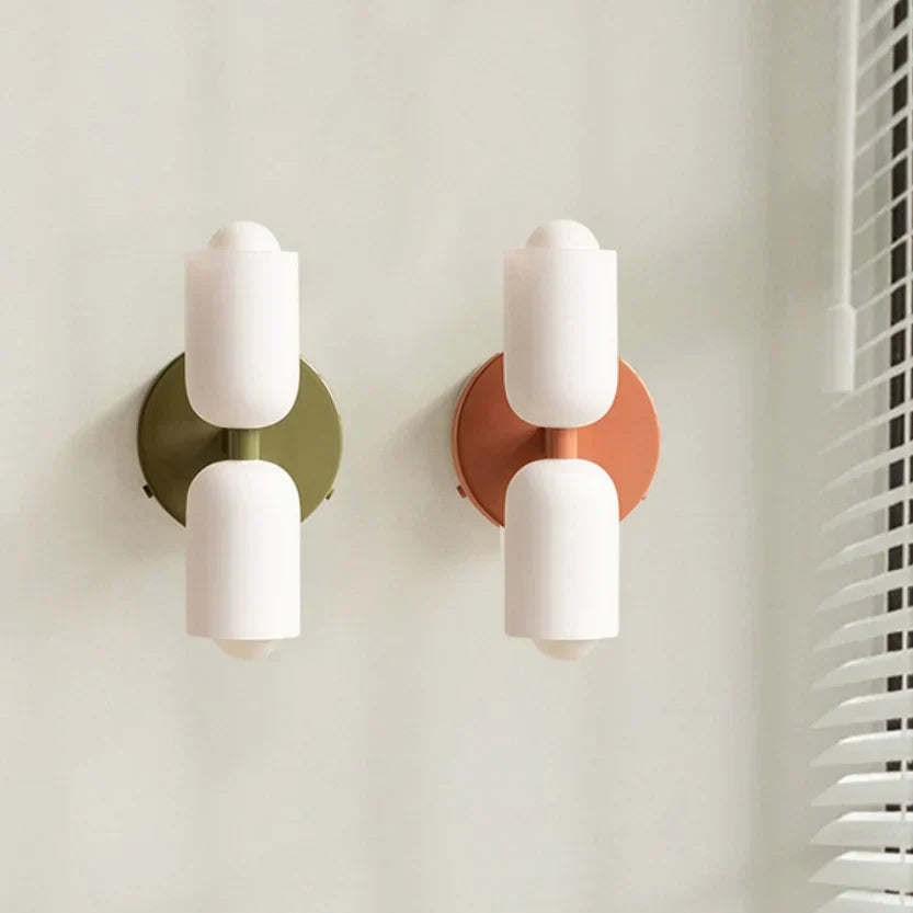 Iron & Glass Sconce Dual-Light Fixture for Bedroom Hallway Bathroom Parisian-Inspired Accent 10 in Tall E14 Socket 6 Finishes