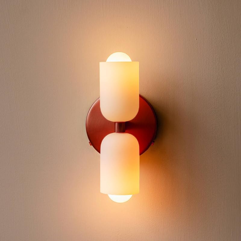 Iron & Glass Sconce Dual-Light Fixture for Bedroom Hallway Bathroom Parisian-Inspired Accent 10 in Tall E14 Socket 6 Finishes