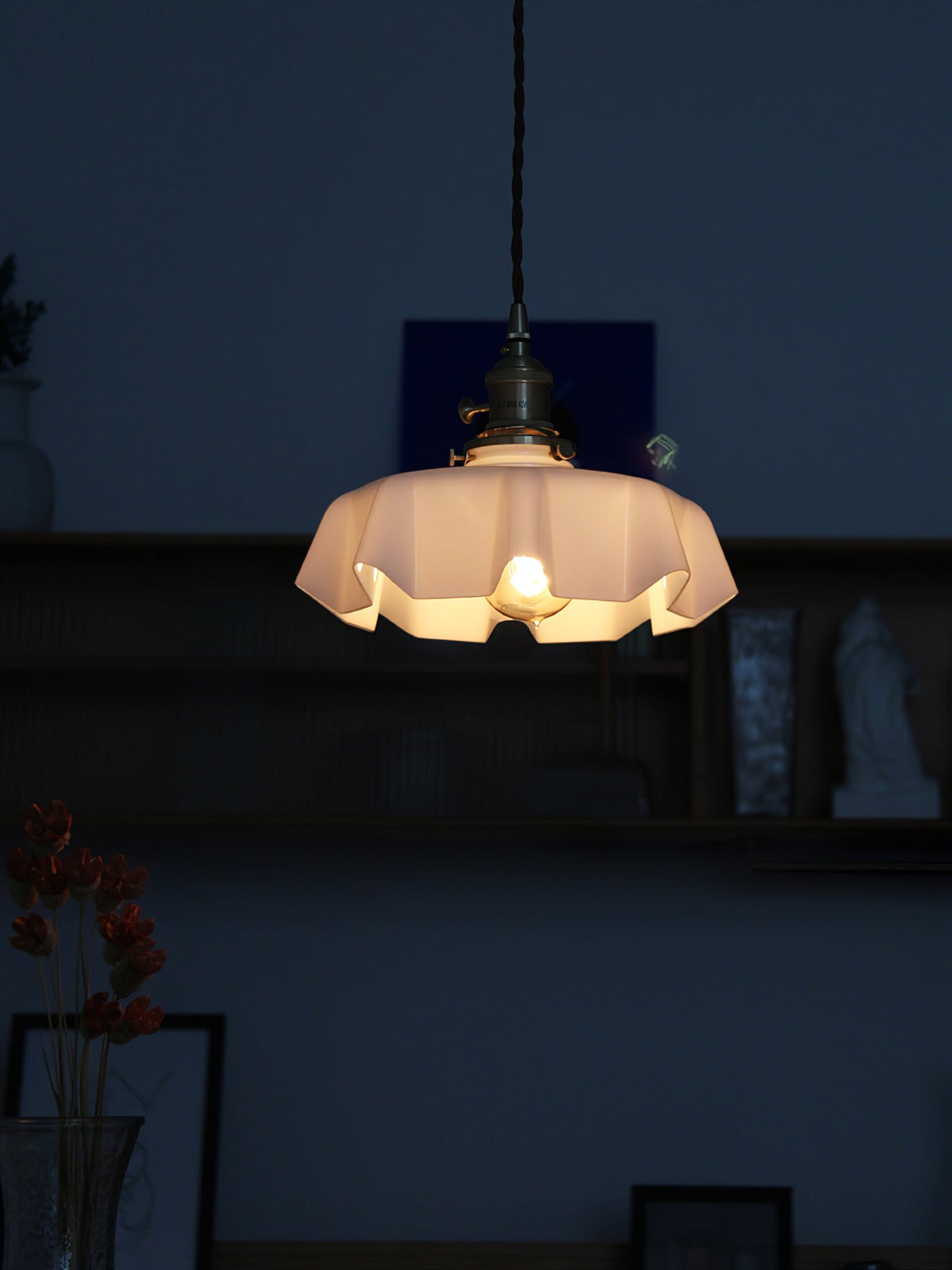 Hanging Ceiling Light Fixture Textured Dome Shade White Beige Pink Blue for Kitchen Island Dining Room Adjustable Height Indoor Pendant Lamp