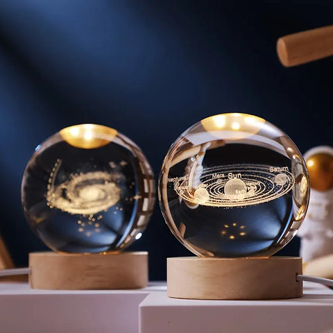 Ortekor CelestialGlow | LED Night Light Sphere with 3D Space Engravings | Enchanting Glow for Magical Ambiance