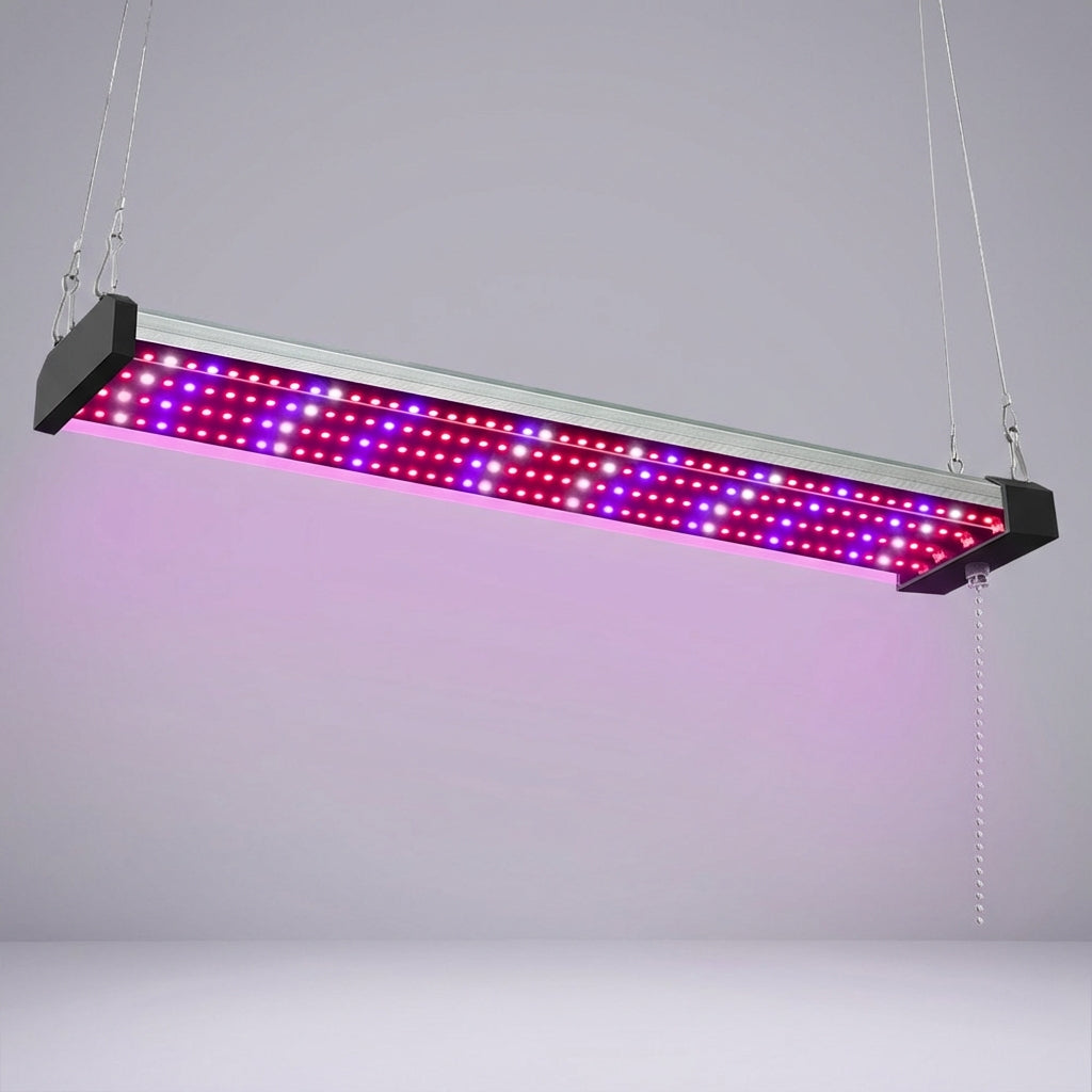 Overhead LED Plant Light Panel Dimmable Pull-Chain Full-Spectrum Hanging Fixture for Indoor Herb Gardens Vegetables Seedlings Adjustable Hei