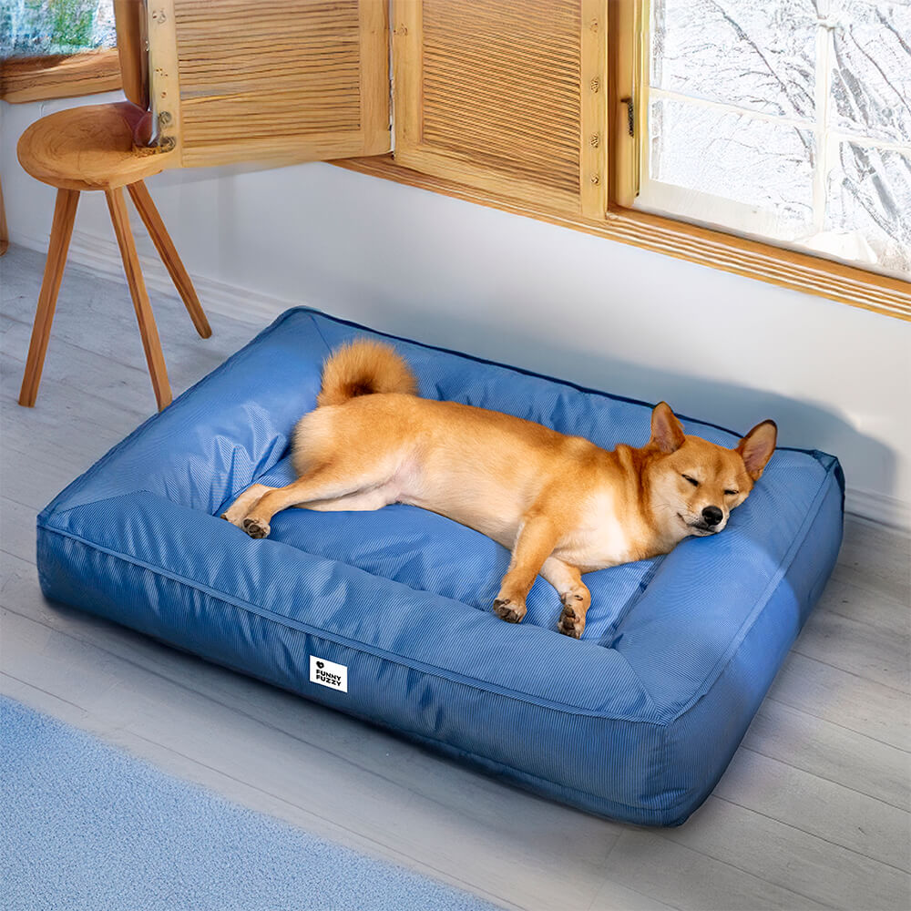 Raised-Edge Bolster Dog Bed with Joint-Relief Foam & Liquid-Proof Cover for Large Breeds