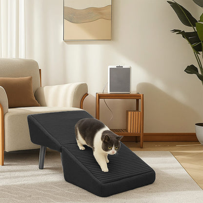 Pet Stairs with Anti-Slip Tread – Foldable 2-in-1 Ramp for Small Dogs, Seniors & Short Breeds – Velvet-Covered Step Platform for Couch & Bed