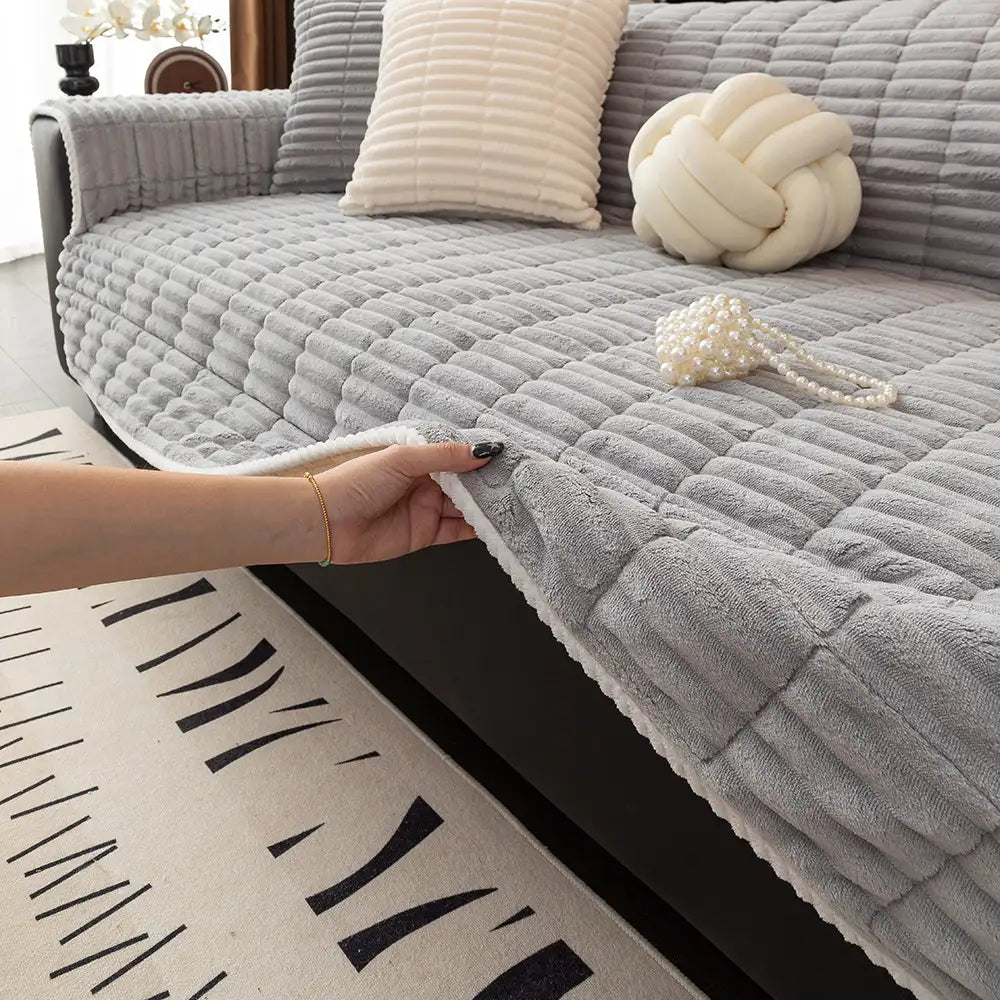 Quilted Furniture Protector with Moisture Barrier Non-Skid Backing for Couch Loveseat Chair Pet-Friendly Machine Washable Soft Flannel