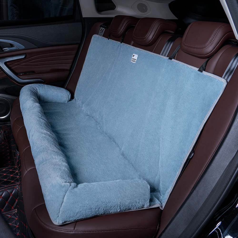 Padded Pet Car Seat Cover Protector with Bolsters for Back Seat – Quilted Waterproof Auto Bench Liner for Dogs & Cats