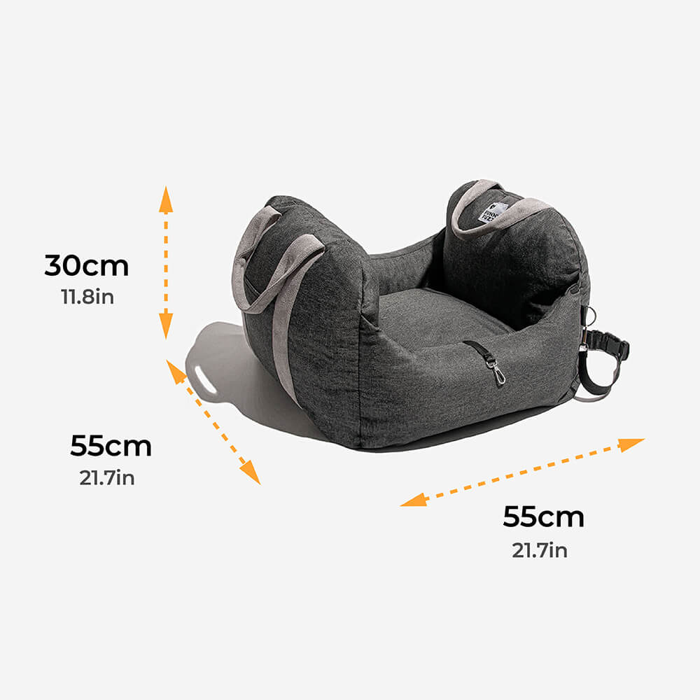 Portable Pet Carrier Booster Seat with Safety Harness and Washable Cover for Small Dogs