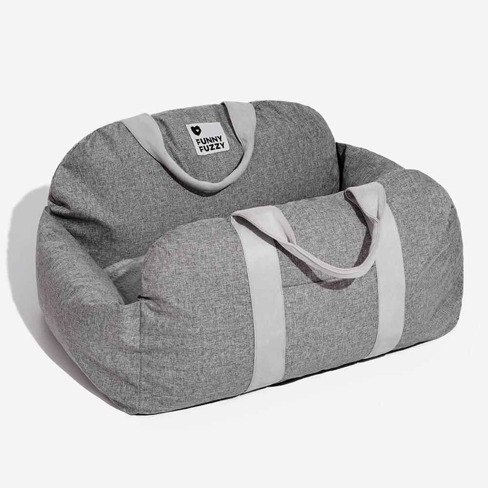 Portable Pet Carrier Booster Seat with Safety Harness and Washable Cover for Small Dogs