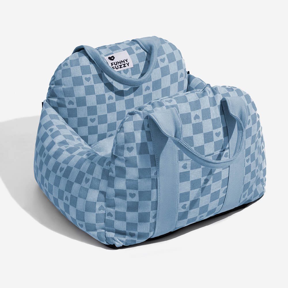 Portable Pet Carrier Booster Seat with Safety Harness and Washable Cover for Small Dogs