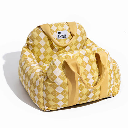 Portable Pet Carrier Booster Seat with Safety Harness and Washable Cover for Small Dogs