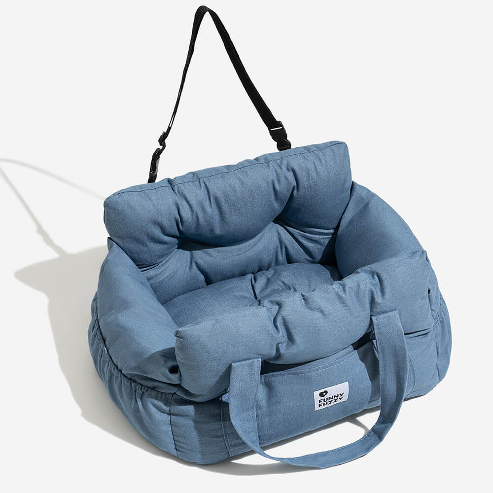 Dog Car Seat Booster Bed for Large Pets – Portable Travel Carrier with Shoulder Strap, Washable Cotton Cushion for SUV Truck Sedan – Safe