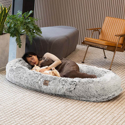 Round Bolster Pet Bed with Orthopedic Foam Support for Dogs | Raised Edge Calming Bed with Machine Washable Cover & Waterproof Liner