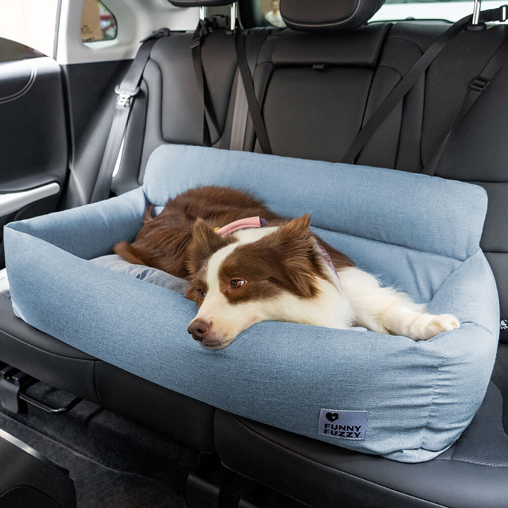 Padded Dog Car Seat Cover with Safety Tethers for Sedans & SUVs – Washable Canvas Bolster Protector for Medium to Large Dogs