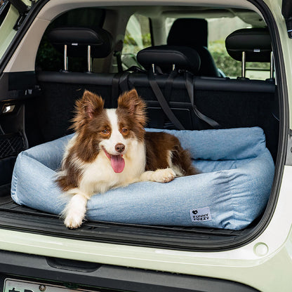 Padded Dog Car Seat Cover with Safety Tethers for Sedans & SUVs – Washable Canvas Bolster Protector for Medium to Large Dogs