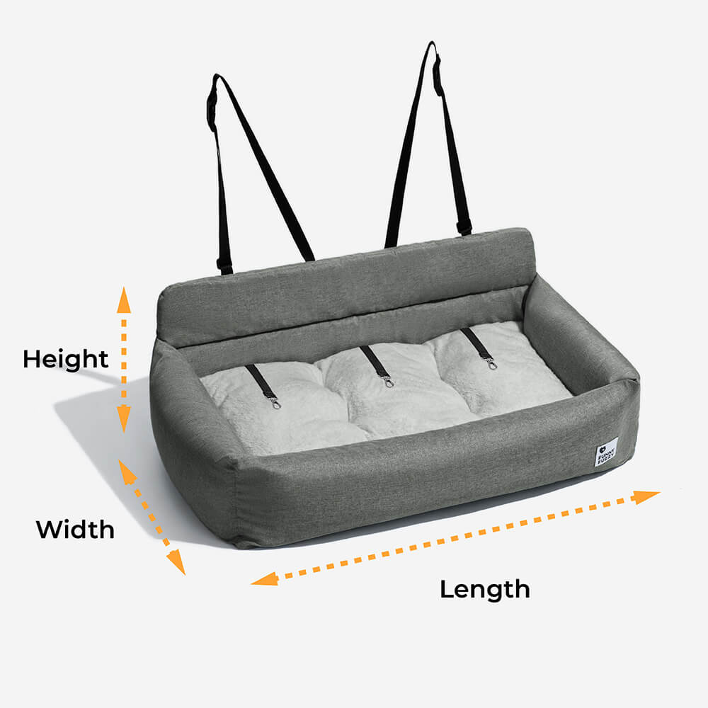 Padded Dog Car Seat Cover with Safety Tethers for Sedans & SUVs – Washable Canvas Bolster Protector for Medium to Large Dogs