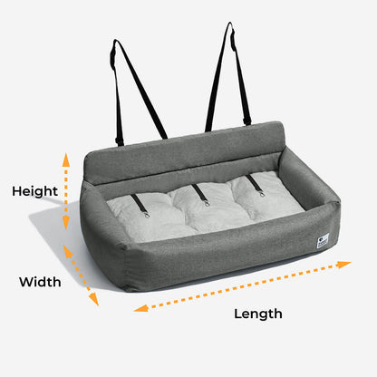 Padded Dog Car Seat Cover with Safety Tethers for Sedans & SUVs – Washable Canvas Bolster Protector for Medium to Large Dogs