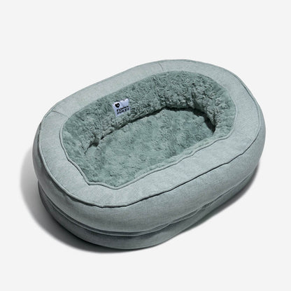 Round Bolster Pet Bed with Orthopedic Foam Support for Dogs | Raised Edge Calming Bed with Machine Washable Cover & Waterproof Liner