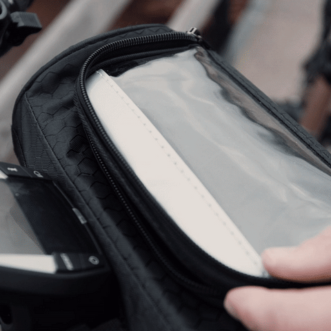 All-Weather Bicycle Handlebar Pouch with Touchscreen Access