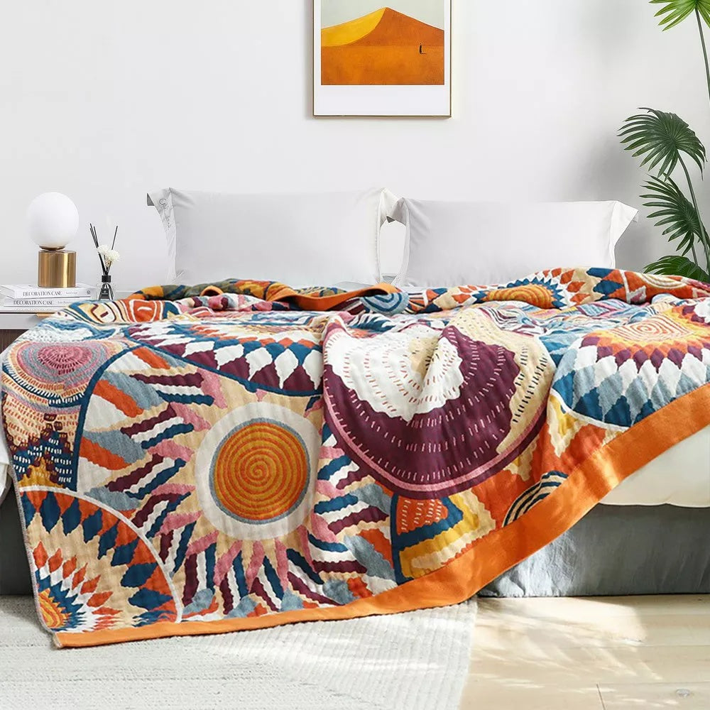 Nexus Sunburst Blanket - 100% Cotton, Lightweight All-Season Comfort