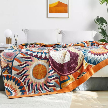 Nexus Sunburst Blanket - 100% Cotton, Lightweight All-Season Comfort