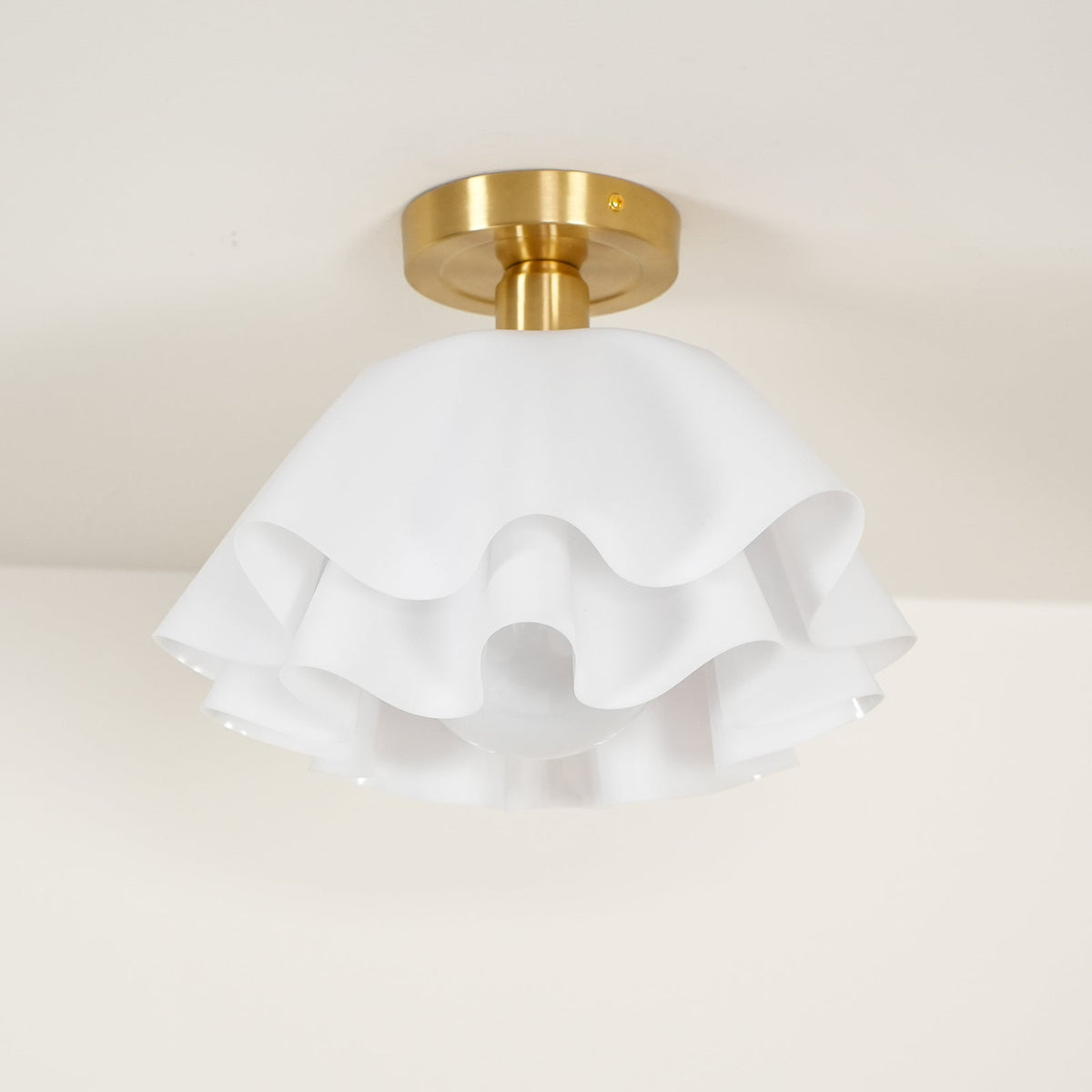 Flush Mount Overhead Light with Ribbed Polymer Shade and Metal Frame for Bedrooms, Hallways, Bathrooms | Home Lighting Fixture Dimmable Comp