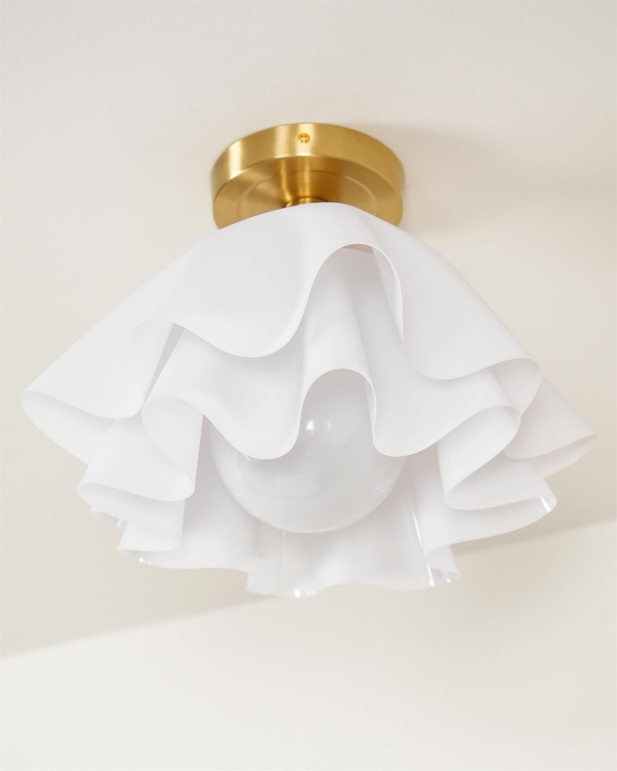 Flush Mount Overhead Light with Ribbed Polymer Shade and Metal Frame for Bedrooms, Hallways, Bathrooms | Home Lighting Fixture Dimmable Comp