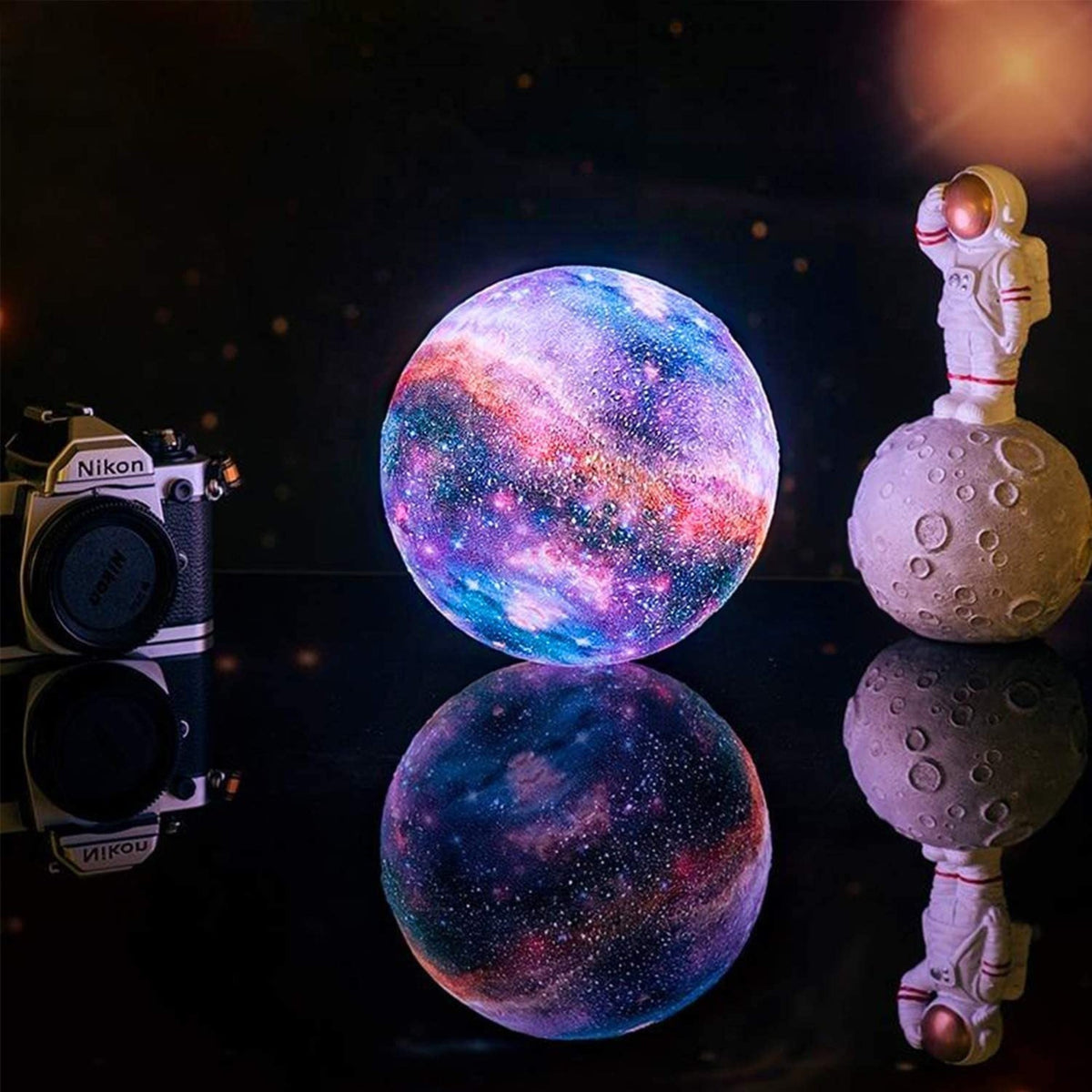 Galaxy Moon Lamp - 16 Colors, Remote Control, 3D, Night Light