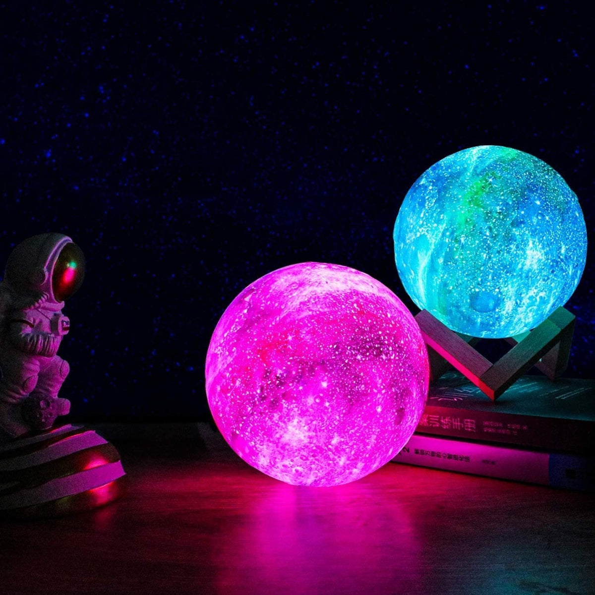 Galaxy Moon Lamp - 16 Colors, Remote Control, 3D, Night Light