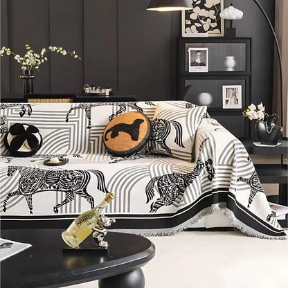 Gallora Sofa Cover - Chenille, Horse Print All-Season Slipcover