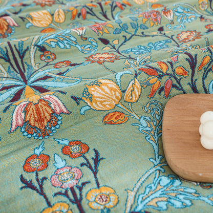 Reversible Cotton Throw Blanket with Tassels - Jacquard Floral Bedspread for Couch, Sofa & Bed - 100% Breathable Woven Fabric - 79x91 in