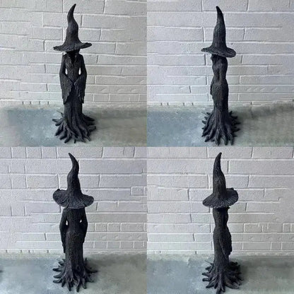 Handcrafted Witch Garden Statue Weatherproof Resin Guardian Figure for Yard Patio Home Outdoor Spiritual Decor Earth Tone Sculpture
