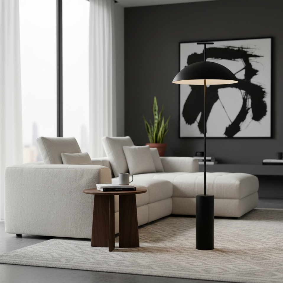 Adjustable Steel & Wood Standing Lamp 5 ft Tall for Reading Nooks Modern Living Room Bedroom Task Light Three Finishes
