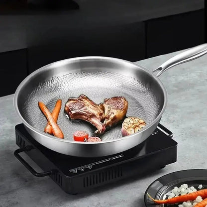 Nonstick Frying Pan Hammered Titanium Coating for Induction Gas Electric 11 in 12 in Skillet Even Heat Distribution PFOA-Free Scratch-Resist