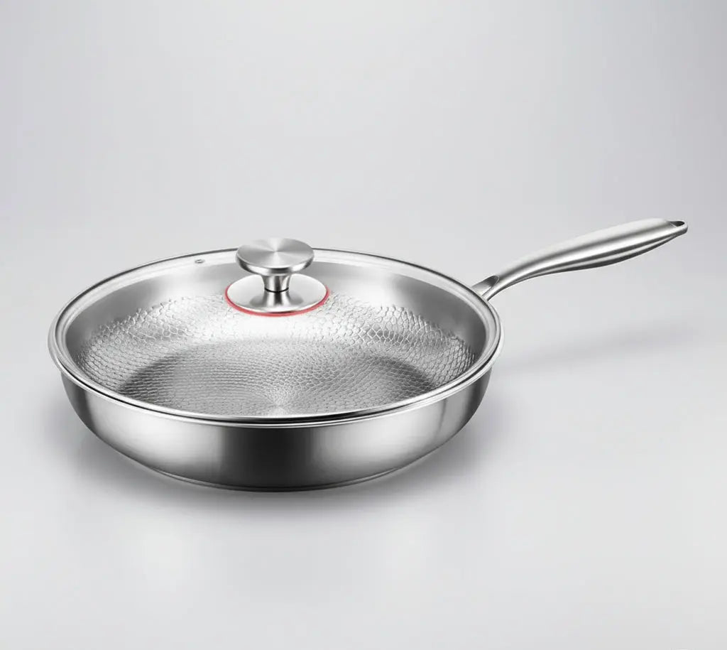 Nonstick Frying Pan Hammered Titanium Coating for Induction Gas Electric 11 in 12 in Skillet Even Heat Distribution PFOA-Free Scratch-Resist