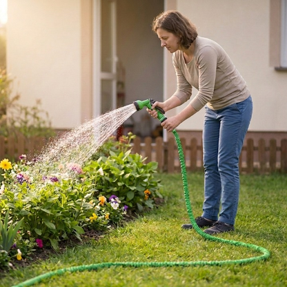 Expandable Garden Hose 25 ft to 200 ft with 7-Pattern Spray Nozzle for Yard Watering Car Wash Pet Bathing