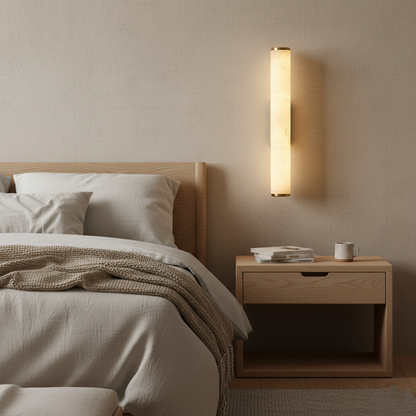 Vertical Stone & Metal Sconce with Soft LED Glow for Bedrooms, Hallways, and Living Rooms – Uplight Design to 31 Inches