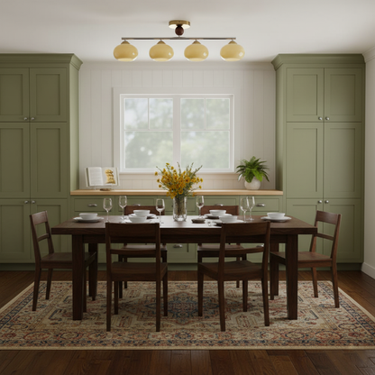 Four-Light Linear Island Pendant with Mixed Glass Shades for Kitchen & Dining Room – Metal & Glass Modern Fixture