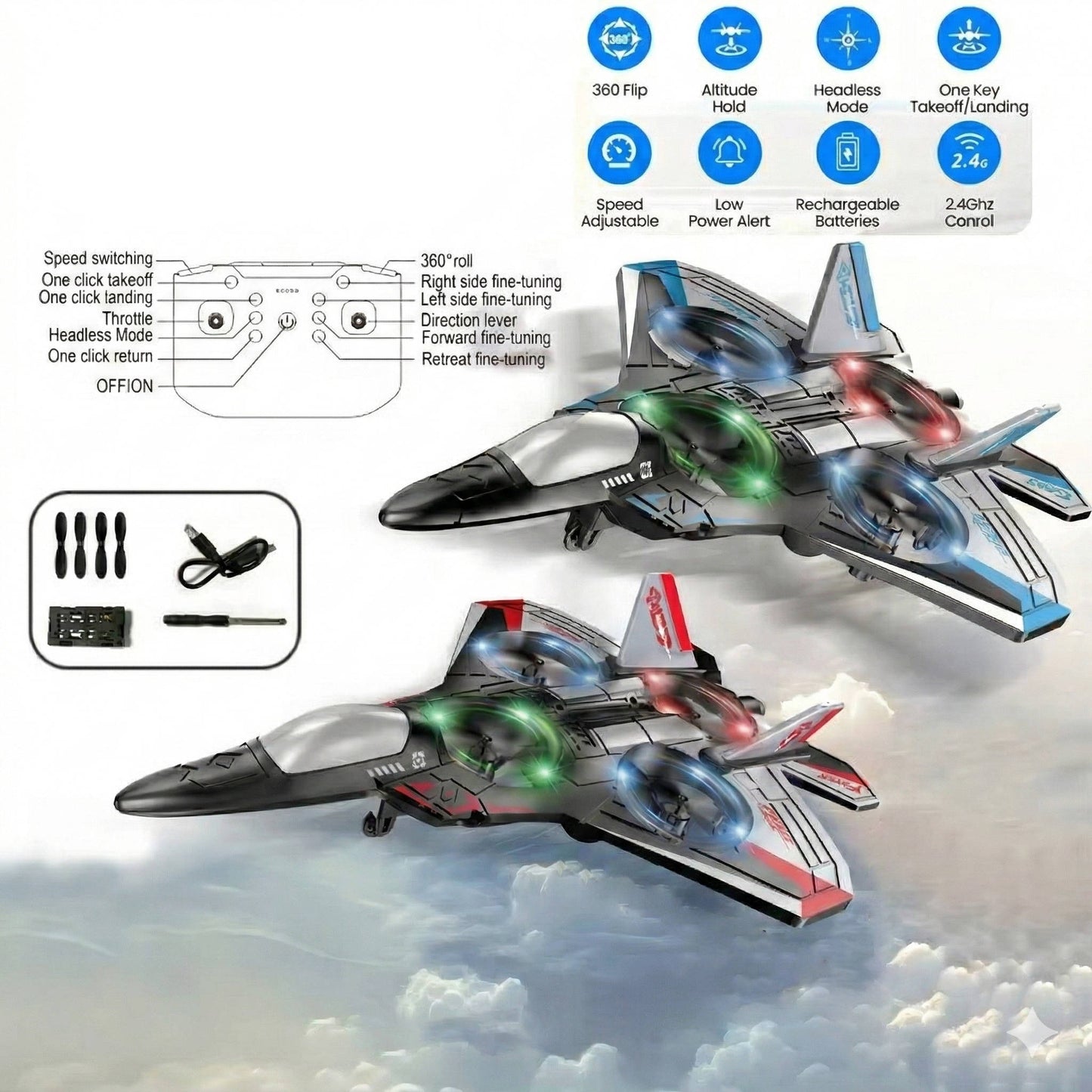 Fun RC Stunt Plane for Kids with 360 Flips