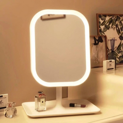 Lighted Makeup Mirror with Touch Control, Cordless Vanity Mirror with 3 Color Temperatures, Adjustable Brightness for Bedroom & Bathroom