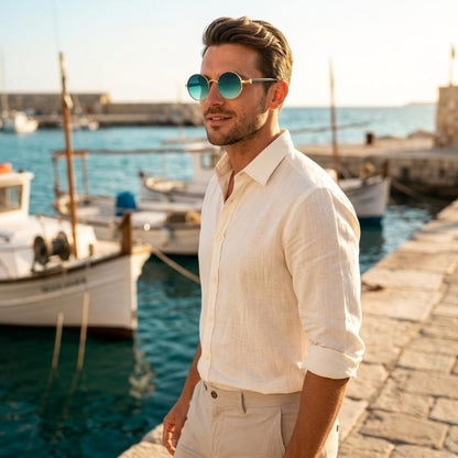 Round Vintage Sunglasses UV400 Protection Lightweight Metal Frame Gradient Lenses Retro Circle Shades for Women Men Festival Beach