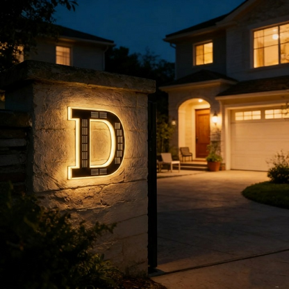 Solar House Number Sign with Auto-Illuminated LED for Night Visibility – Weather-Resistant Outdoor Address Plaque