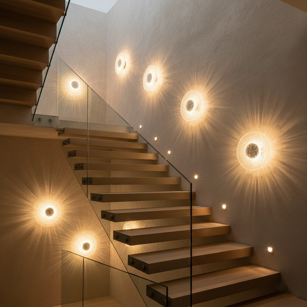 Circular Stone-Effect LED Sconce 12-Inch Diameter Flush-Mount Fixture for Hallways Bedrooms Living Rooms Modern Minimalist Design with Adjus