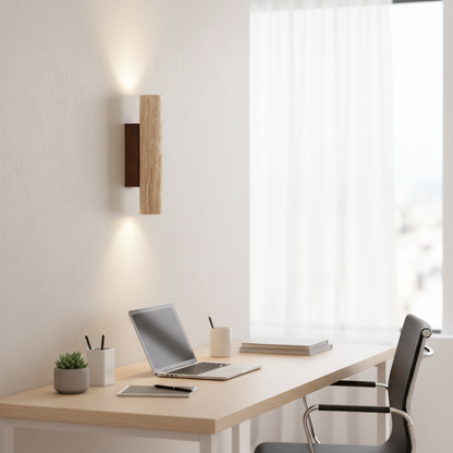 Travertine Stone Sconce Dual-Direction Light 12.6 Inch Vertical Fixture Natural Beige E27 Socket for Bedrooms Hallways Staircases Living Roo