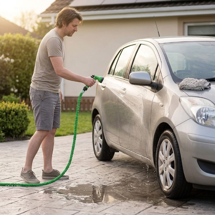 Expandable Garden Hose 25 ft to 200 ft with 7-Pattern Spray Nozzle for Yard Watering Car Wash Pet Bathing