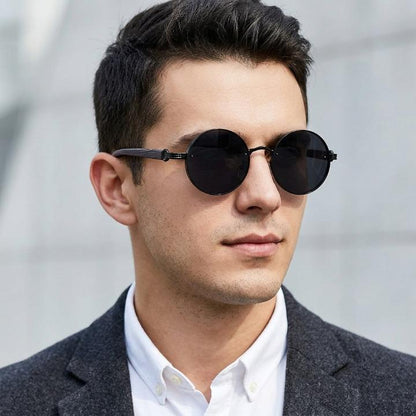 Round Vintage Sunglasses UV400 Protection Lightweight Metal Frame Gradient Lenses Retro Circle Shades for Women Men Festival Beach