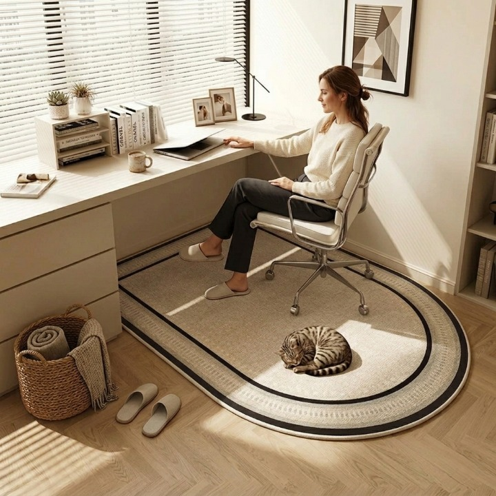 Desk Chair Floor Mat 63x31 in Loop Pile Anti-Slip Workspace Rug Rolling Office Chair Pad for Hardwood Carpet Tile Protection Home Office Set