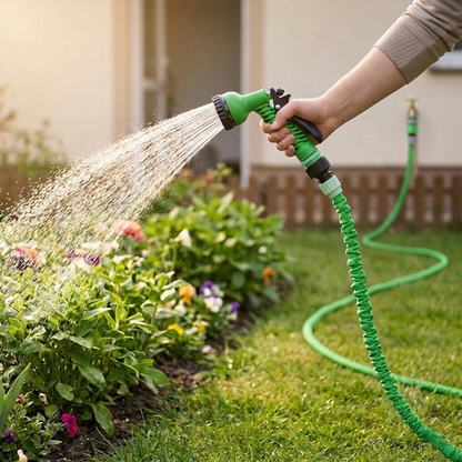 Expandable Garden Hose 25 ft to 200 ft with 7-Pattern Spray Nozzle for Yard Watering Car Wash Pet Bathing